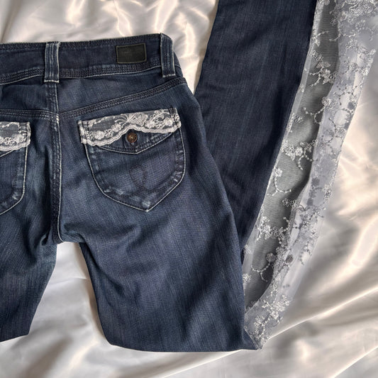 Dark blue lace jeans
