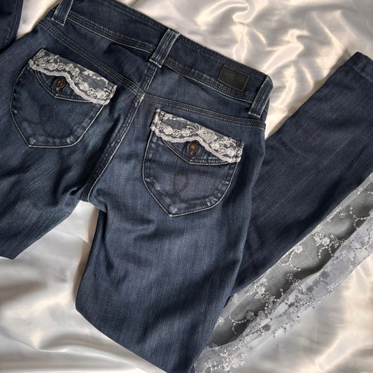Dark blue lace jeans