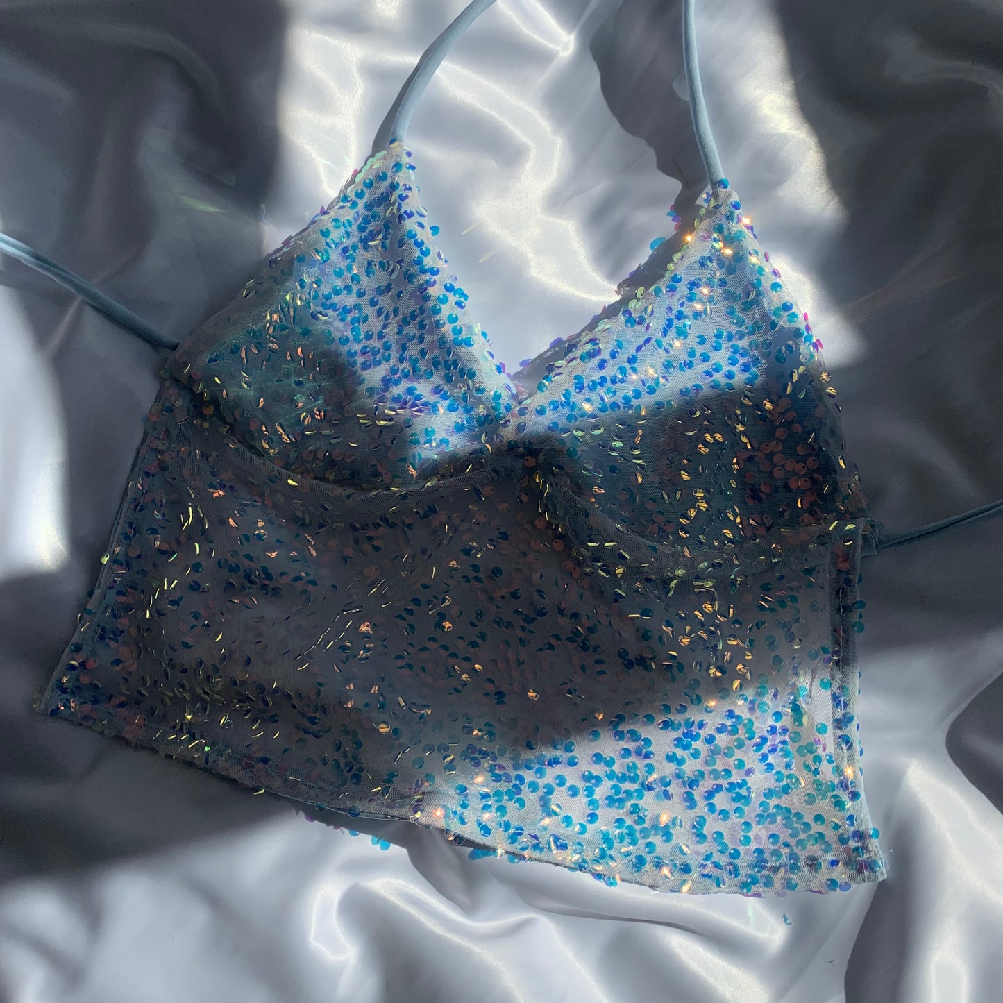 Tied sequin mermaid top