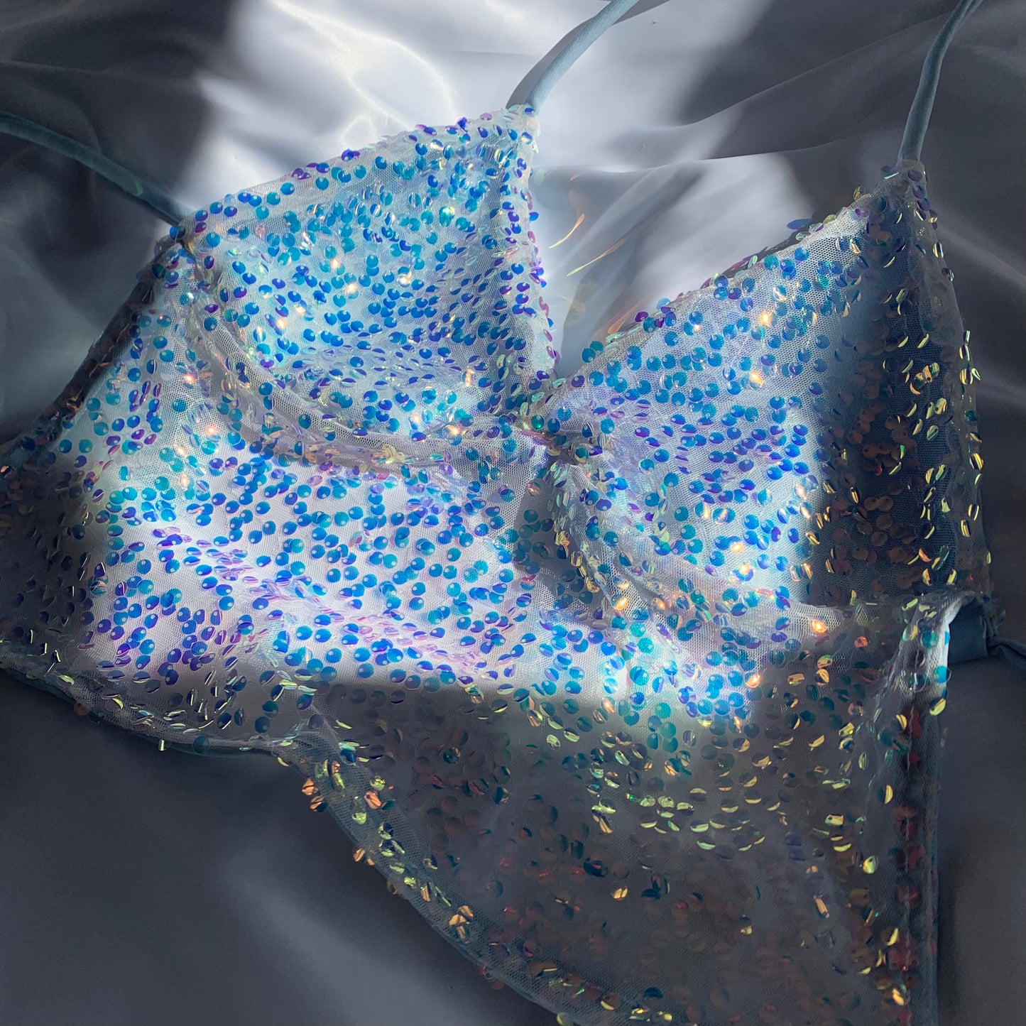 Tied sequin mermaid top