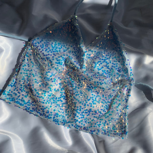 Tied sequin mermaid top